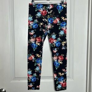 Black & Muti-Colored Floral Leggings